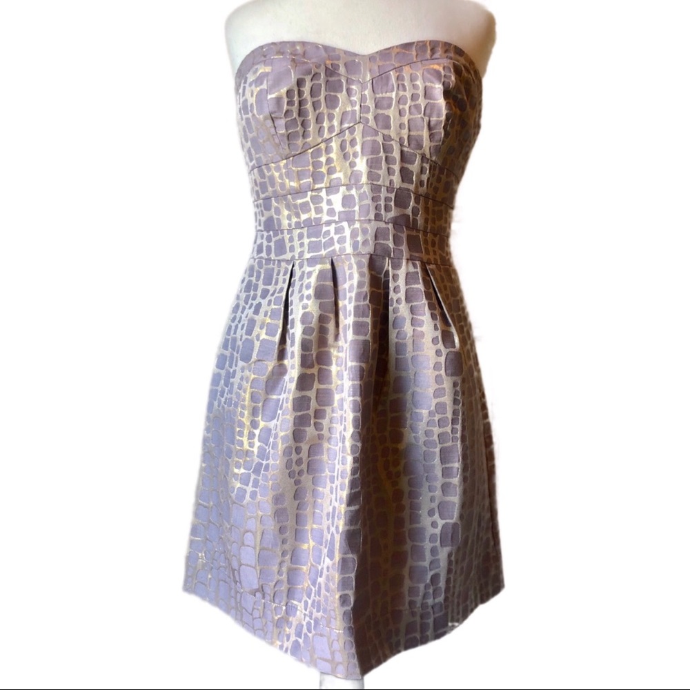 American Eagle Purple and Gold Strapless Dress - Picture 2 of 7